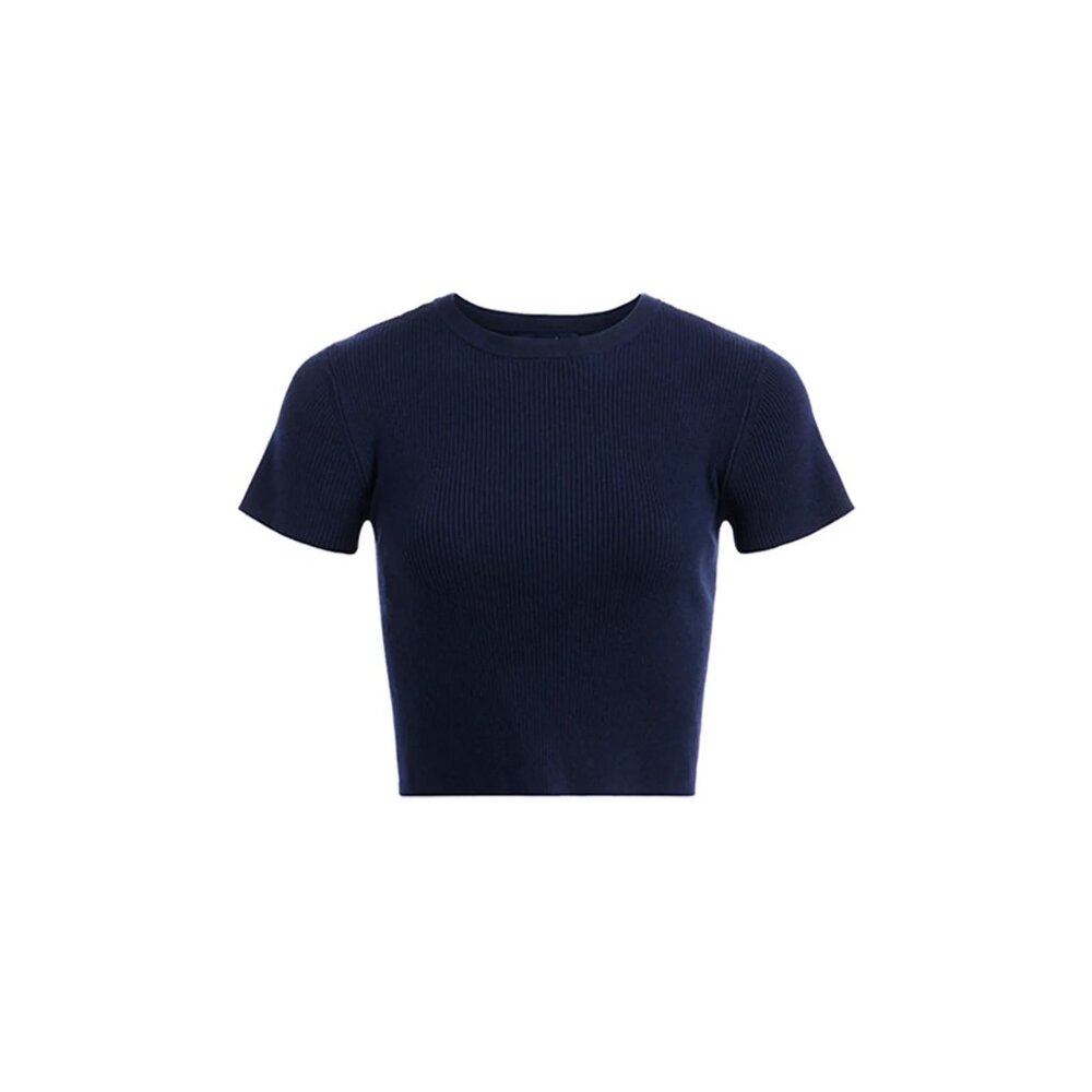 Nuuds Ribbed Navy Sweater Baby Tee Size Medium